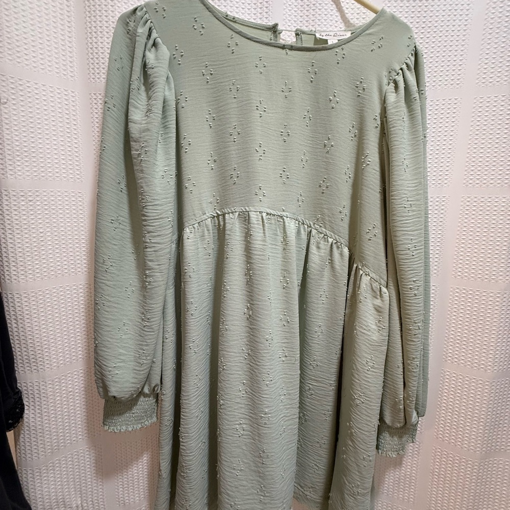 Long Sleeve Green Empire Dress szL